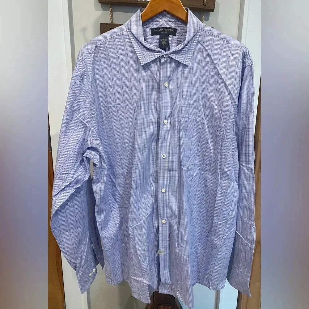 Banana‎ Republic Long Sleeve Button Down Cotton Dress Shirt EUC Lavender XL EUC